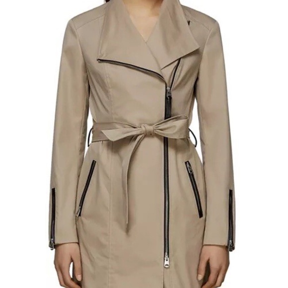 Mackage Jackets & Blazers - Mackage Estela Belted Trench Coat W/ Contrast Zippers In Sand